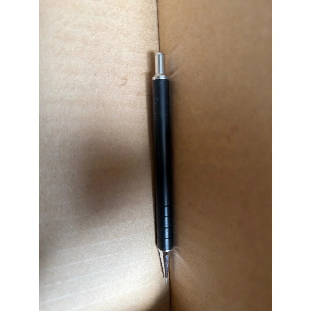 Matte Black Metal Mechanical Drafting Pencil Chrome Accents Textured Grip